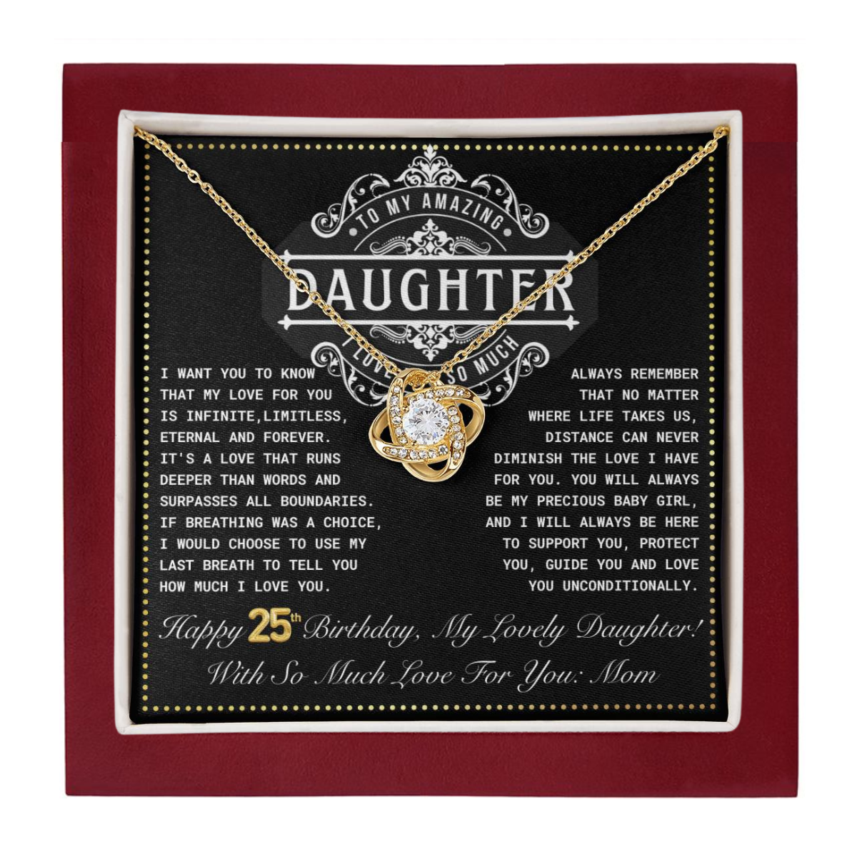 JGF Jewelry Gifts for Family Daughter 25th Birthday From Mom Love Knot Necklace