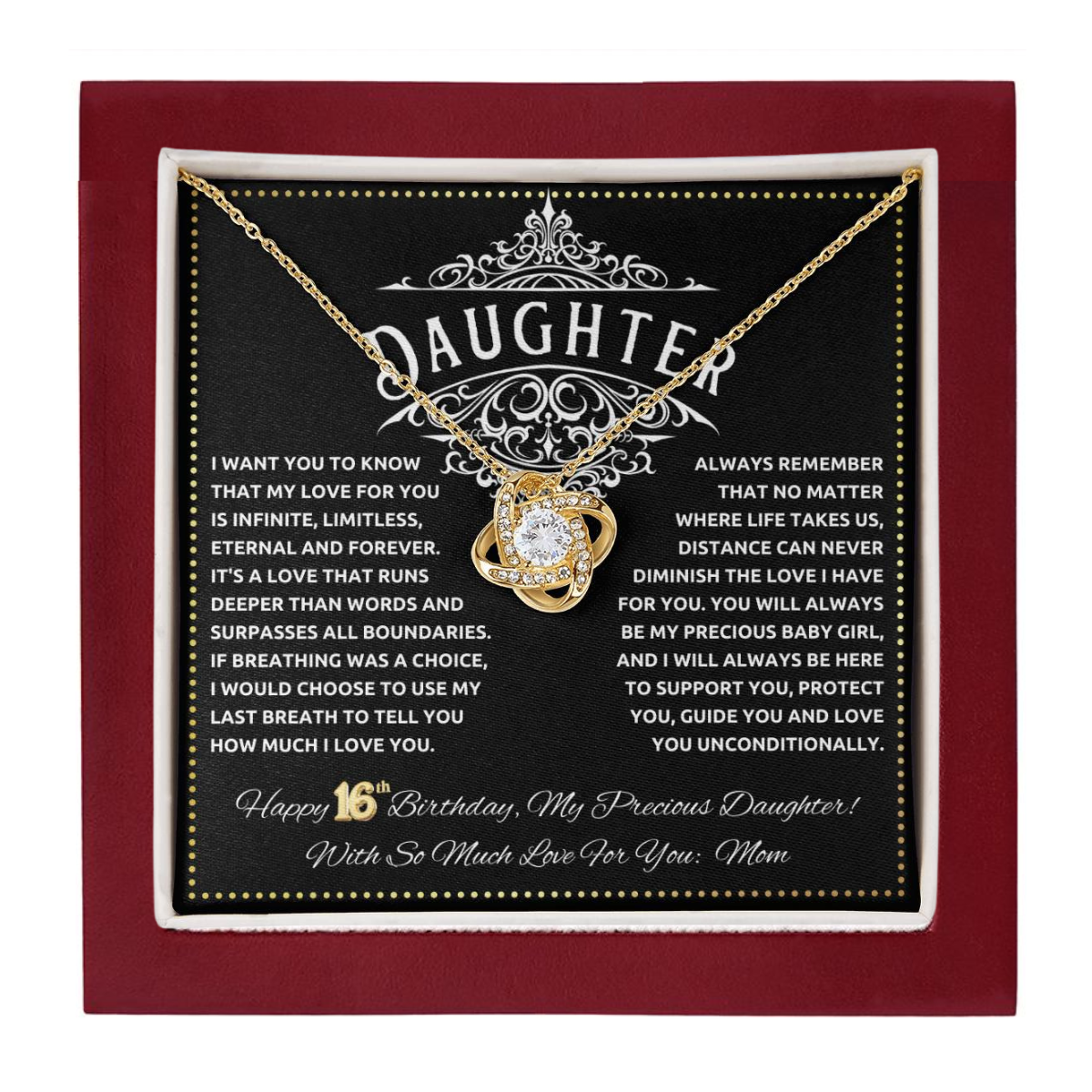 JGF Jewelry Gifts for Family Happy Birthday Sweet 16 Necklace For Daughter From Mom