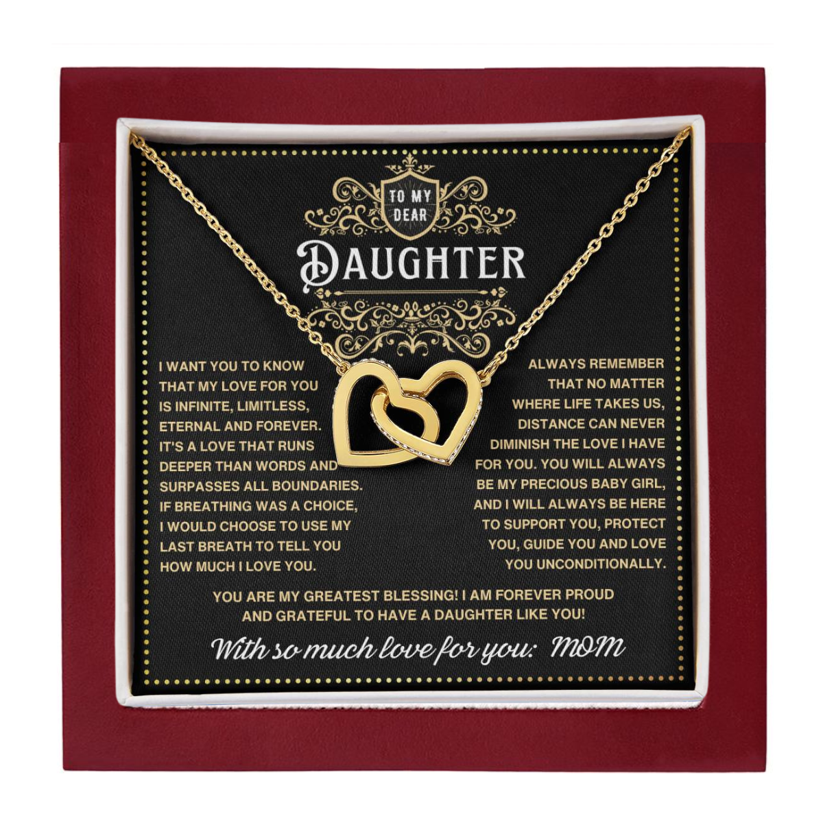 JGF Jewelry Gifts for Family To My Daughter Necklace From Mom Sterling Silver Double Necklace