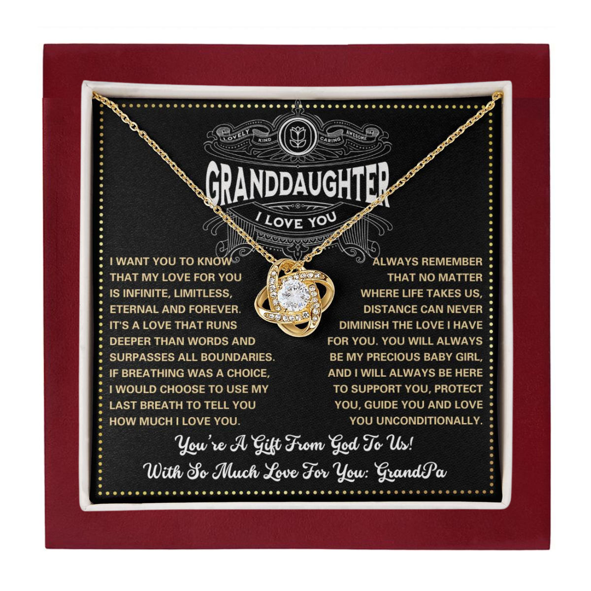 JGF Jewelry Gifts for Family To My Granddaughter Necklace Gifts From GrandPa For Graduation