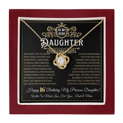 JGF Jewelry Gifts for Family Birthday Card For 16 Year Old Daughter Love Knot Necklace from Mom and Dad