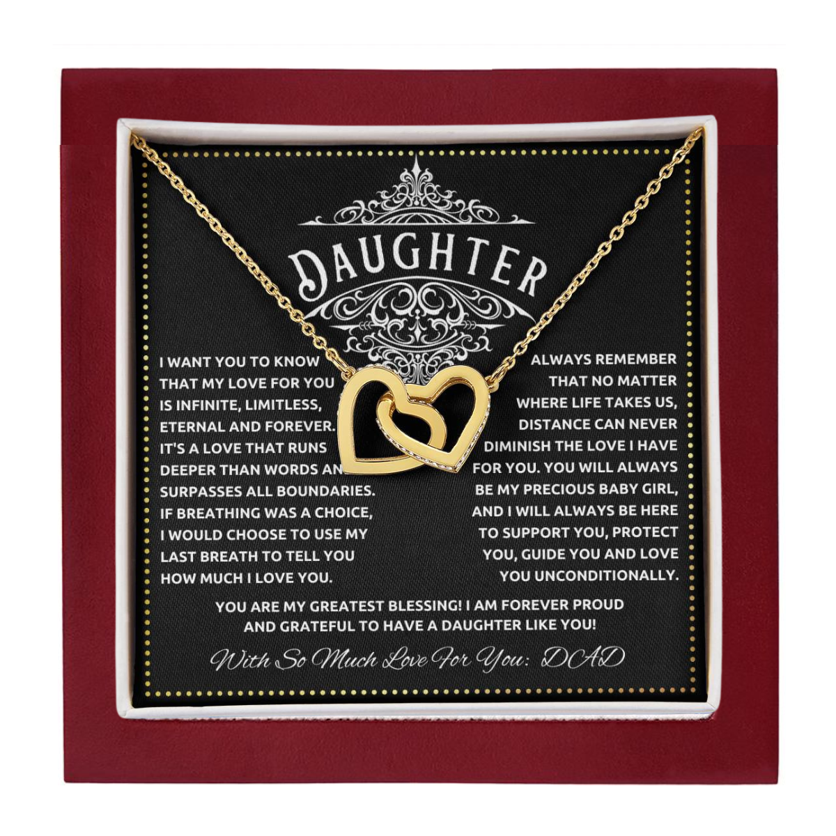 JGF Jewelry Gifts for Family Interlocking Hearts Necklace For Daughter From Dad