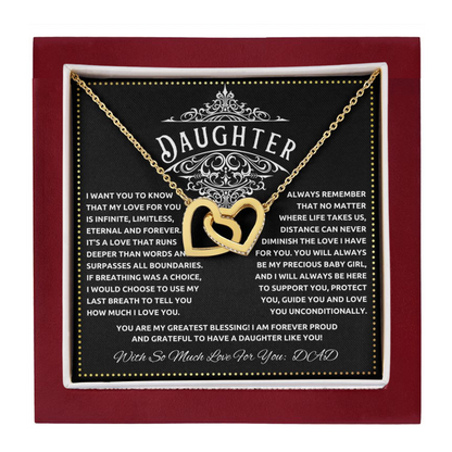 JGF Jewelry Gifts for Family Interlocking Hearts Necklace For Daughter From Dad