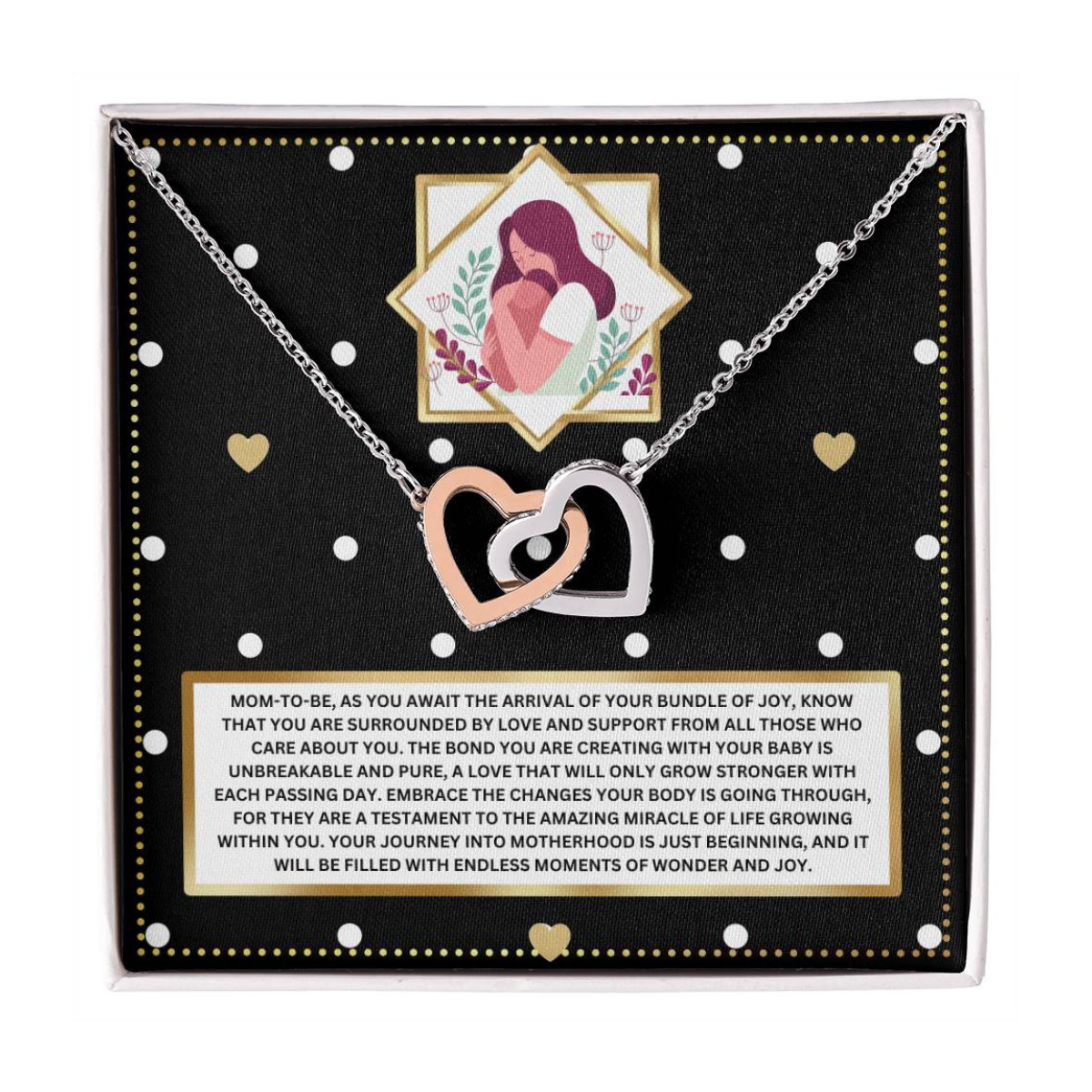 JGF Jewelry Gifts for Family Mom To Be Mothers Day Card Interlocking Heart Necklace
