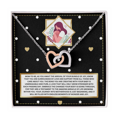 JGF Jewelry Gifts for Family Mom To Be Mothers Day Card Interlocking Heart Necklace