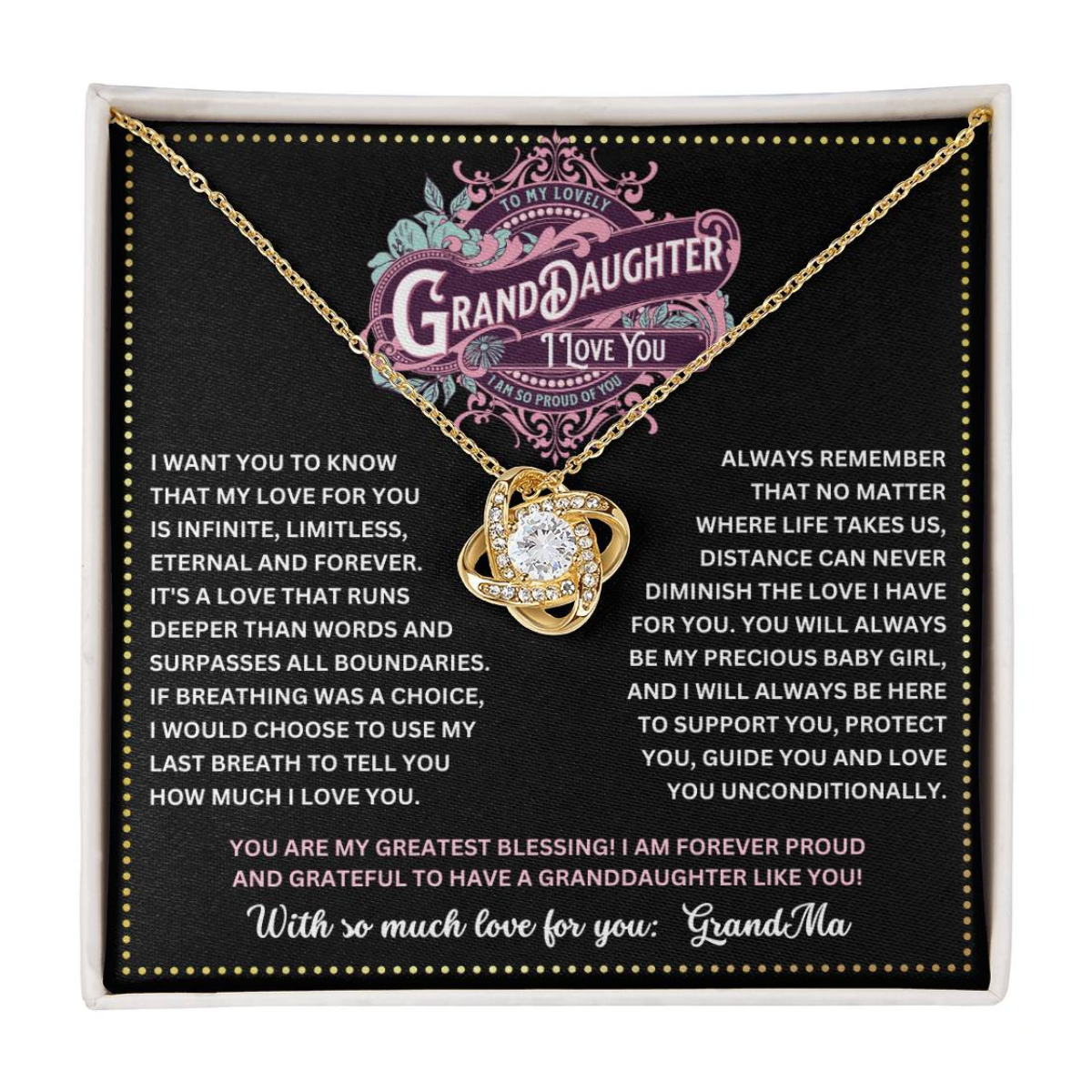 JGF Jewelry Gifts for Family To My Granddaughter Necklace From Grandmother