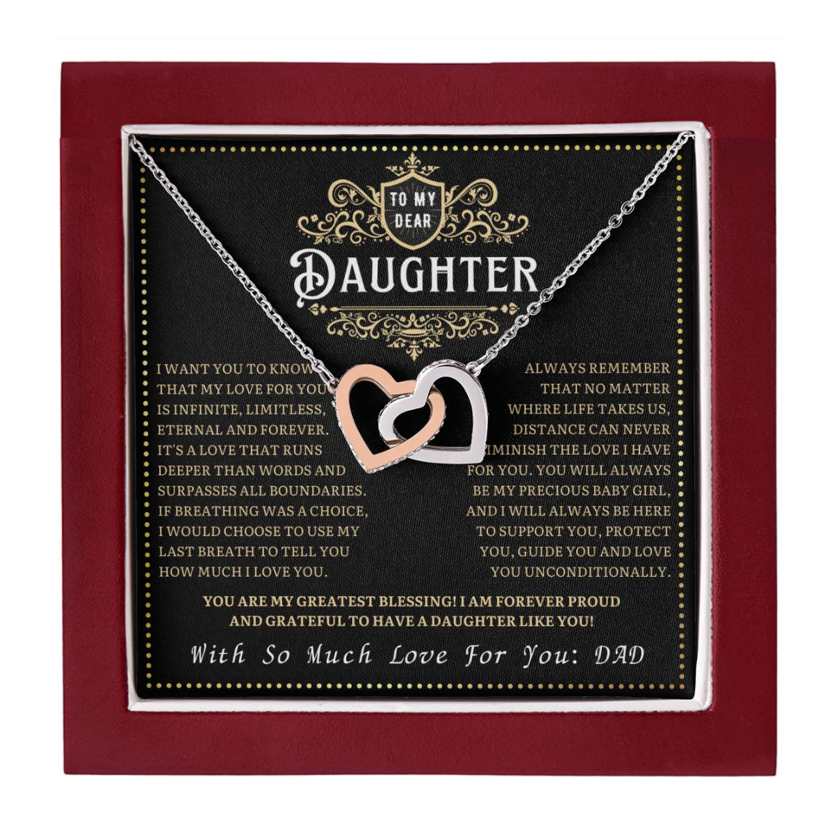 JGF Jewelry Gifts for Family Interlocking Hearts Necklace For Daughter From Dad