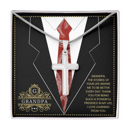 JGF Jewelry Gifts for Family Cross Necklace For Men Silver Gifts For Grandpa On Wedding Day