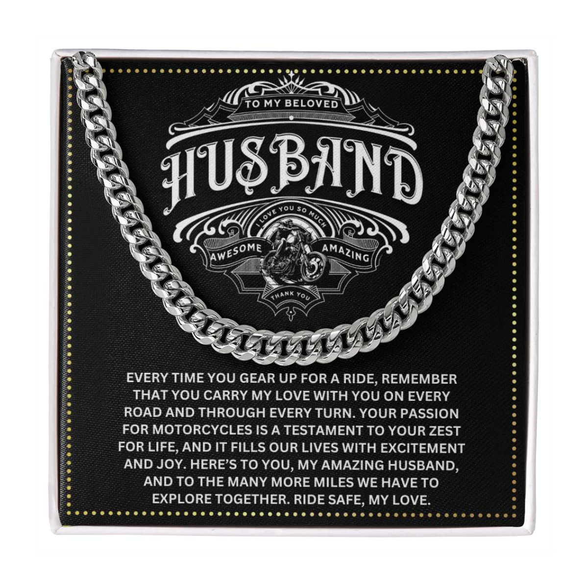 JGF Jewelry Gifts for Family I Love You Gifts For Him Motorcycle Cuban Chain Necklace