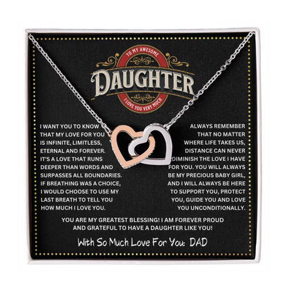 JGF Jewelry Gifts for Family Interlocking Hearts To My Daughter Necklace From Dad
