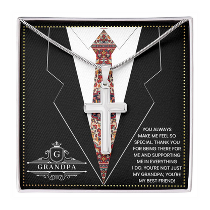 JGF Jewelry Gifts for Family To My Grandpa Fathers Day Gift Cross Necklace For Grandpa And Men