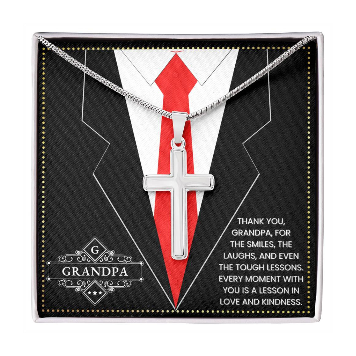 JGF Jewelry Gifts for Family Gift For Portuguese Grandpa Cross Necklace For Men Silver