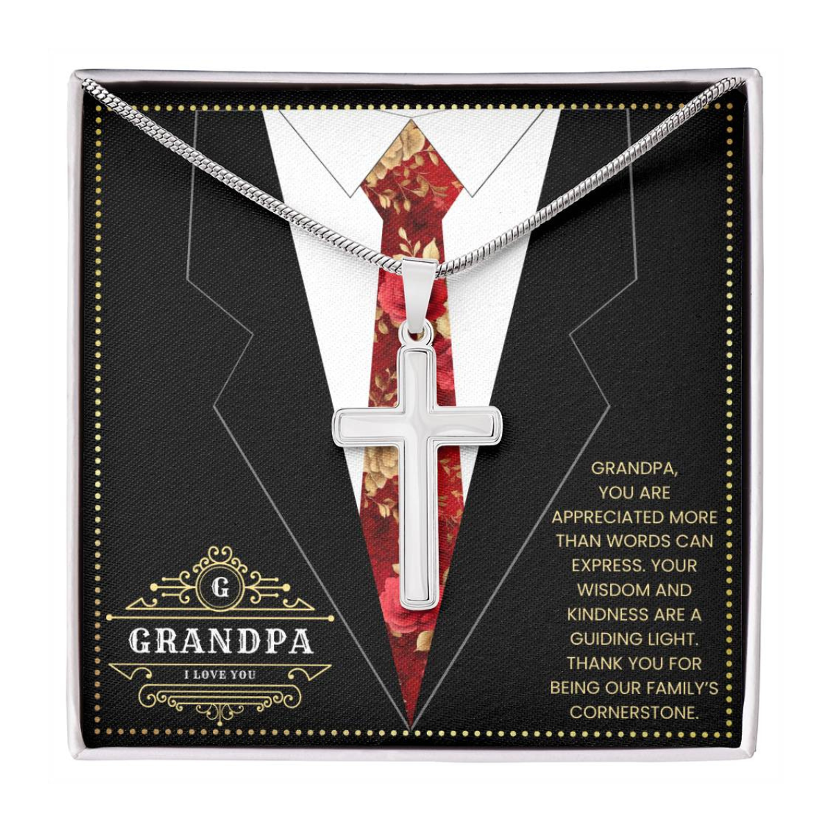 JGF Jewelry Gifts for Family Necklace For Grandpa And Me Birthday Card From Child