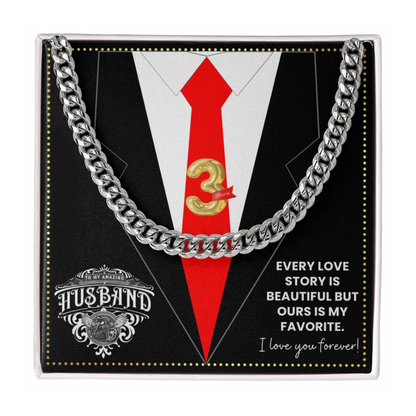 JGF Jewelry Gifts for Family 3rd Third Anniversary For Husband Chain Necklace For Men