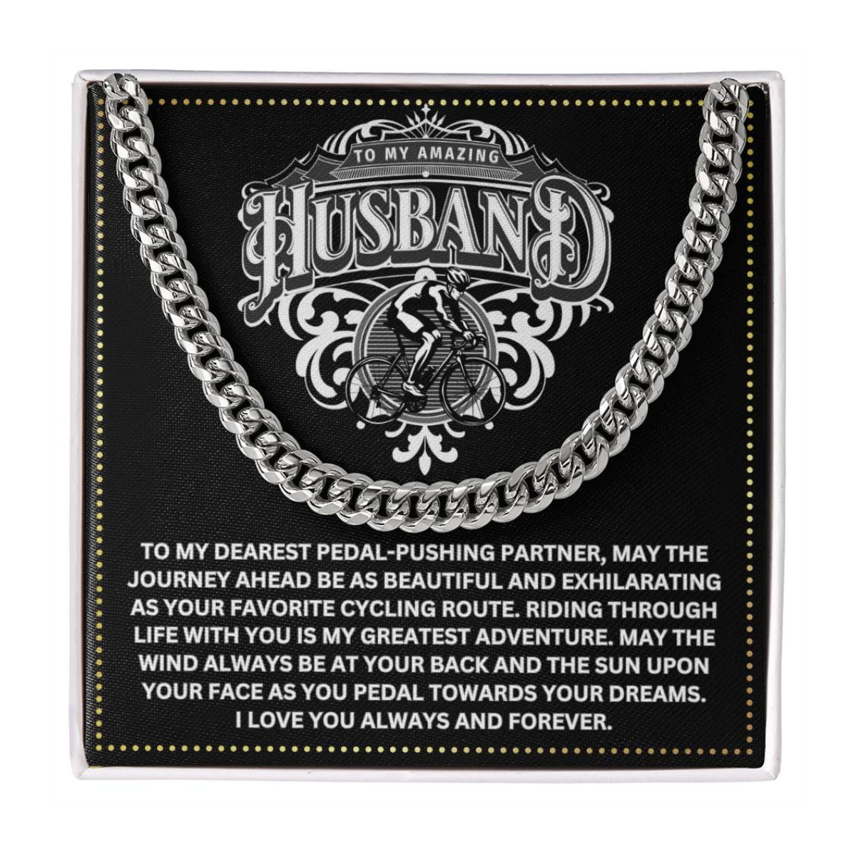 JGF Jewelry Gifts for Family Cuban Link Necklace For Men Bicycle Husband Gifts 50th Birthday