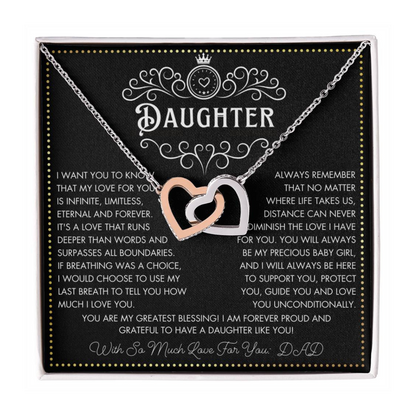 JGF Jewelry Gifts for Family To My Daughter Necklace From Dad Double Heart