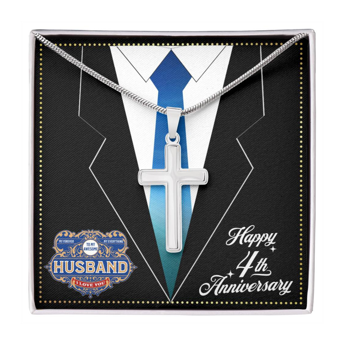 JGF Jewelry Gifts for Family 4 Year 4th Wedding Anniversary For Him Husband