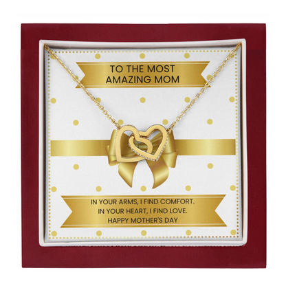 JGF Jewelry Gifts for Family Mom Heart Necklace From Daughter And Son Interlocking Heart Necklace