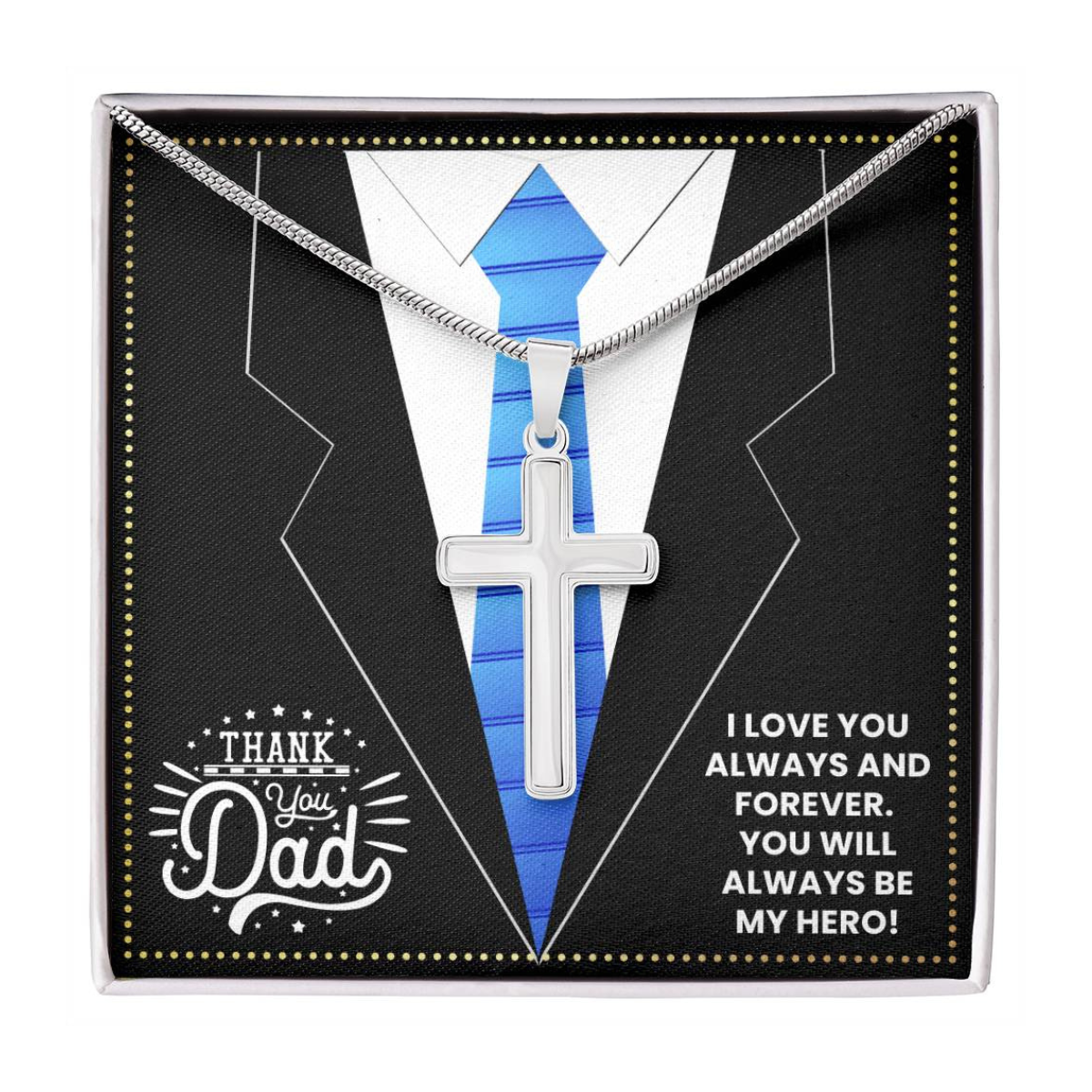 JGF Jewelry Gifts for Family Daddy Cross Necklace I Love My Dad 50th Birthday Card