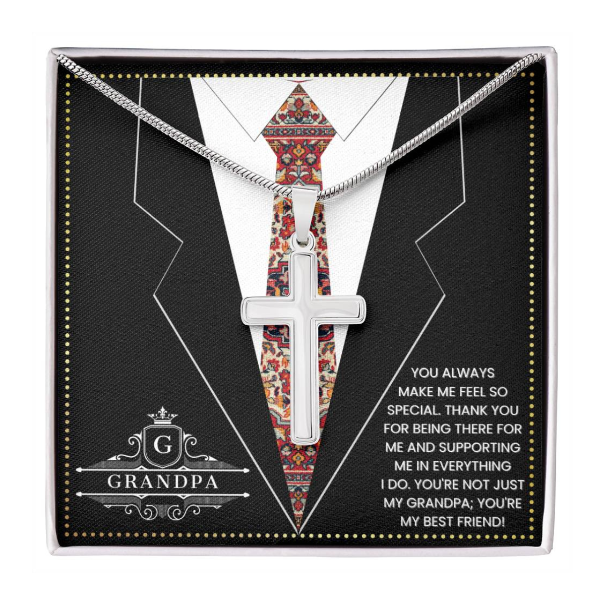 JGF Jewelry Gifts for Family To My Grandpa Fathers Day Gift Cross Necklace For Grandpa And Men