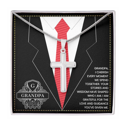 JGF Jewelry Gifts for Family First Time Grandpa Gifts Christian Cross Necklace For Men Silver