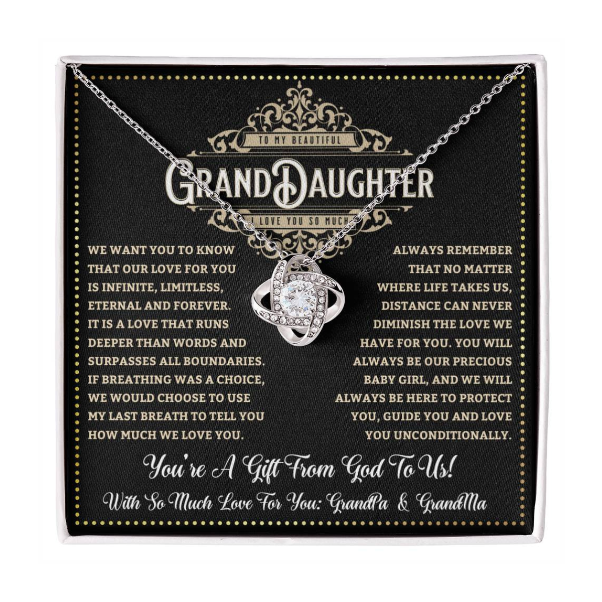 JGF Jewelry Gifts for Family To My Beautiful Granddaughter Love Knot Necklace From Grandparents