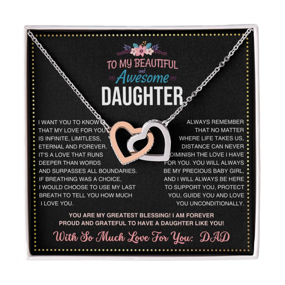 JGF Jewelry Gifts for Family Interlocking Hearts Necklace For Daughter 30th Birthday Gifts From Dad