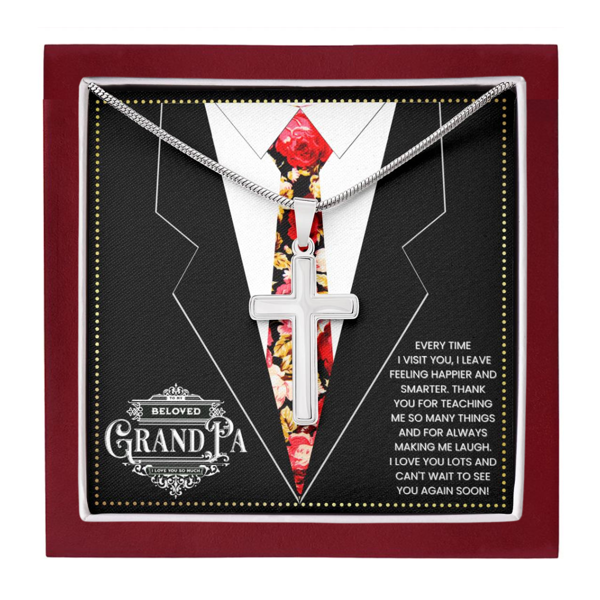 JGF Jewelry Gifts for Family To My Grandpa Gifts From Daughter Cross Necklace For Grandparent