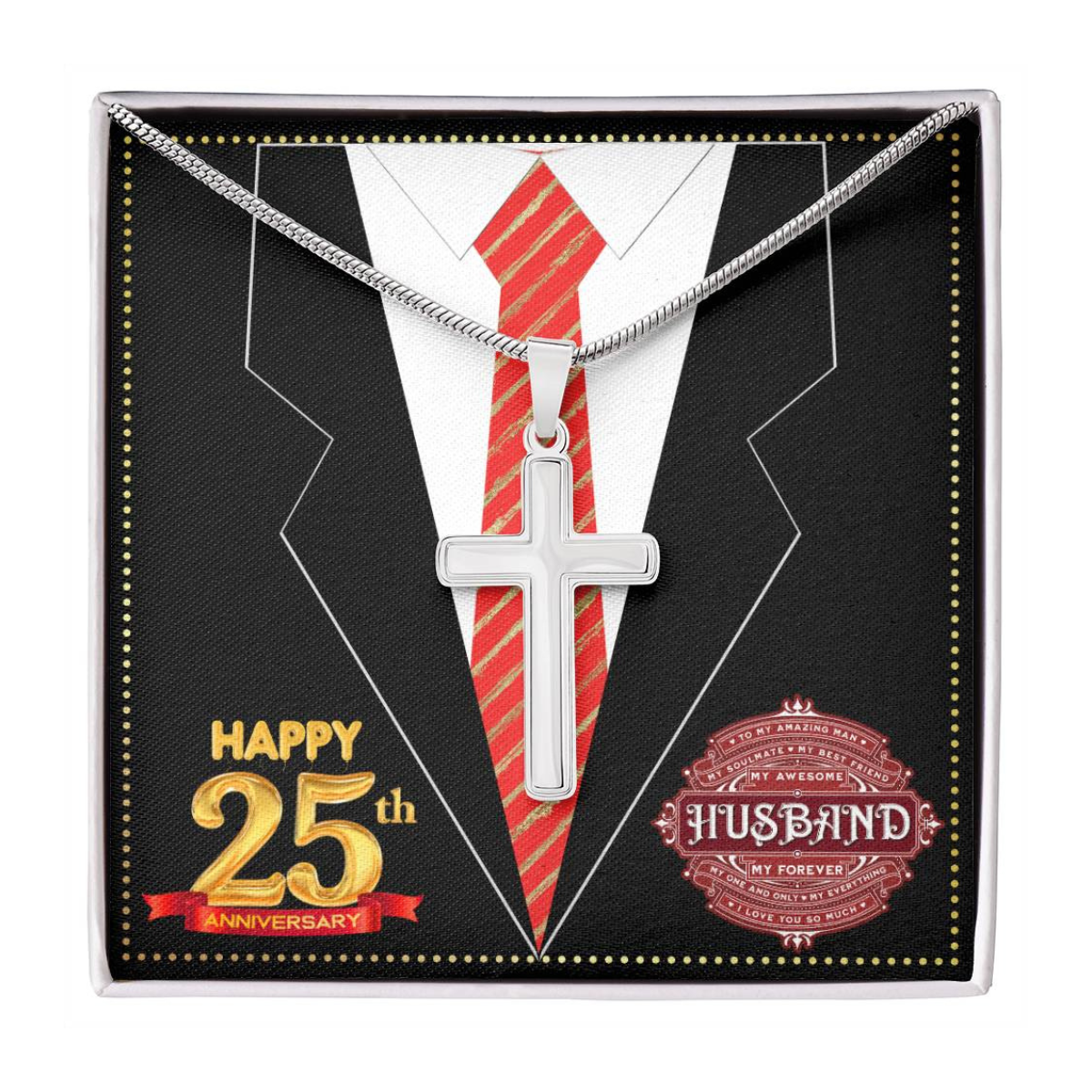 JGF Jewelry Gifts for Family 25th Anniversary Card For Men Him Husband