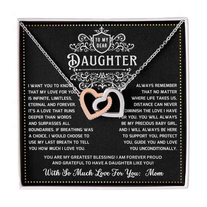 JGF Jewelry Gifts for Family Heart Necklace Silver 2 Linked Hearts To My Daughter From Mom On Her Wedding Day