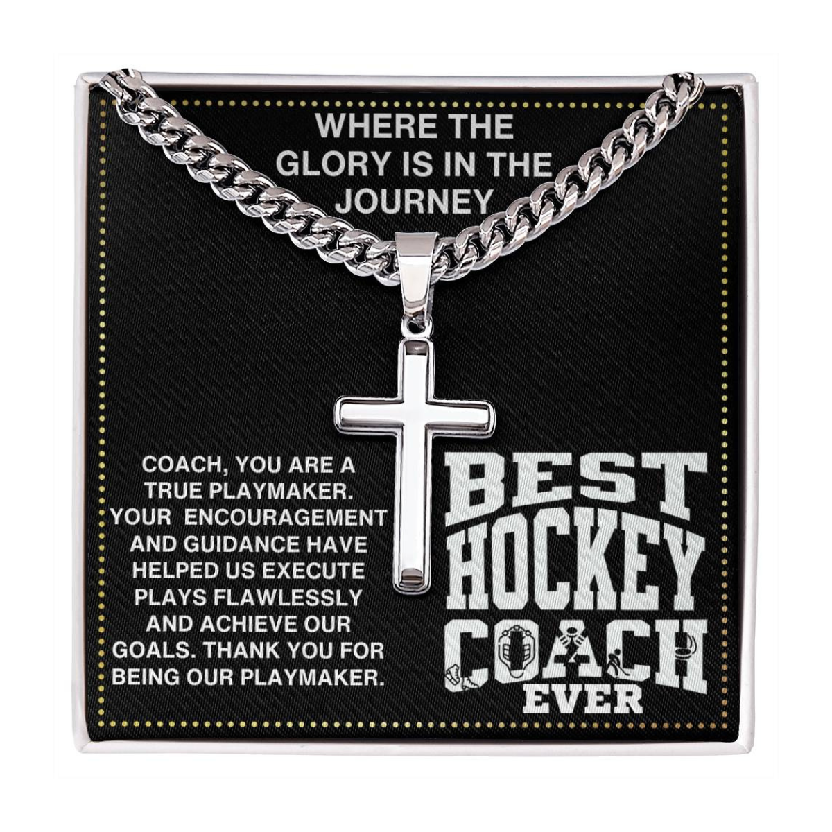 JGF Jewelry Gifts for Family Thank You Coach Hockey Necklace For Men