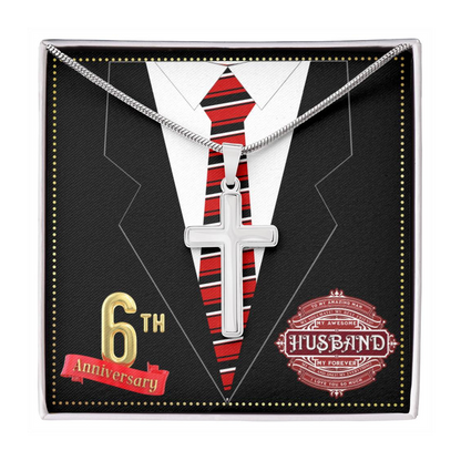 JGF Jewelry Gifts for Family 6th Wedding Anniversary For Him Husband Cross Necklace for Men