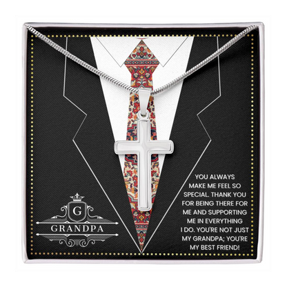 JGF Jewelry Gifts for Family To My Grandpa Fathers Day Gift Cross Necklace For Grandpa And Men