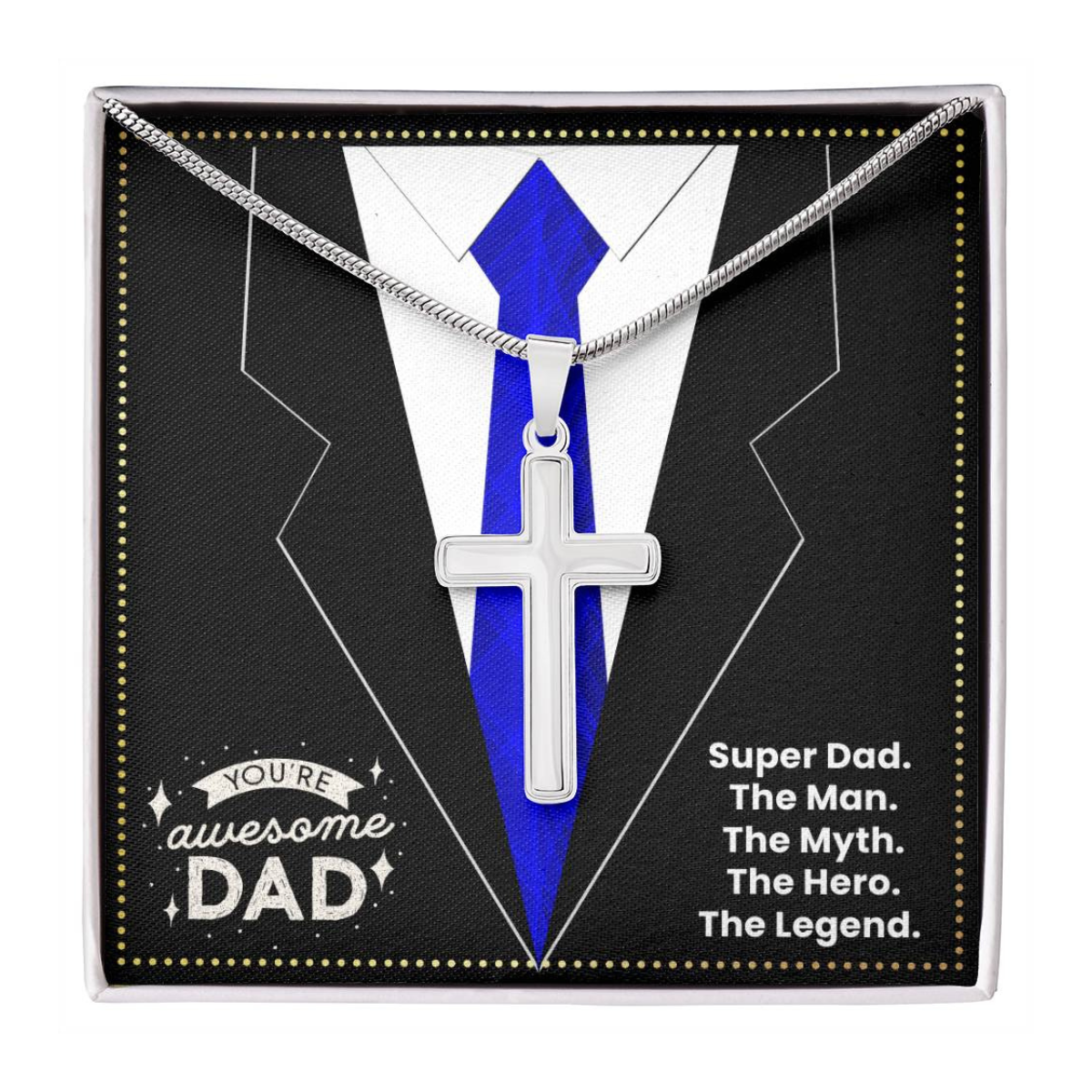 JGF Jewelry Gifts for Family I Love My Dad 50th Birthday Card Daddy Cross Necklace