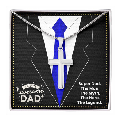 JGF Jewelry Gifts for Family I Love My Dad 50th Birthday Card Daddy Cross Necklace
