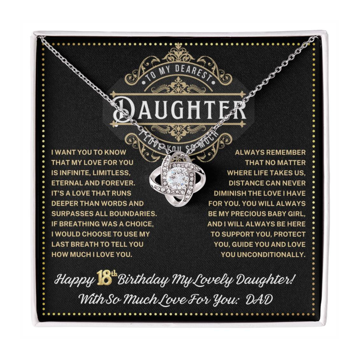 JGF Jewelry Gifts for Family Love Knot Necklace 18 Year Old Daughter Gifts From Dad Love Knot Necklace