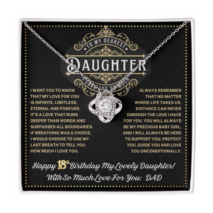 JGF Jewelry Gifts for Family Love Knot Necklace 18 Year Old Daughter Gifts From Dad Love Knot Necklace