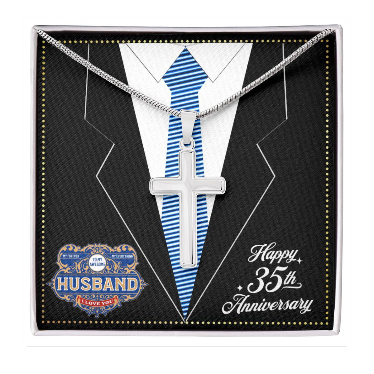 JGF Jewelry Gifts for Family 35 Year 35th Wedding Anniversary For Him Husband