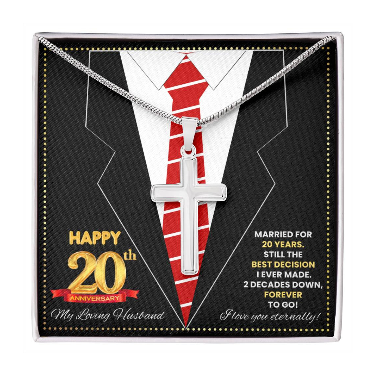 JGF Jewelry Gifts for Family Happy 20th Anniversary For Husband Cross Necklace For Men