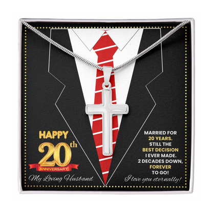 JGF Jewelry Gifts for Family Happy 20th Anniversary For Husband Cross Necklace For Men