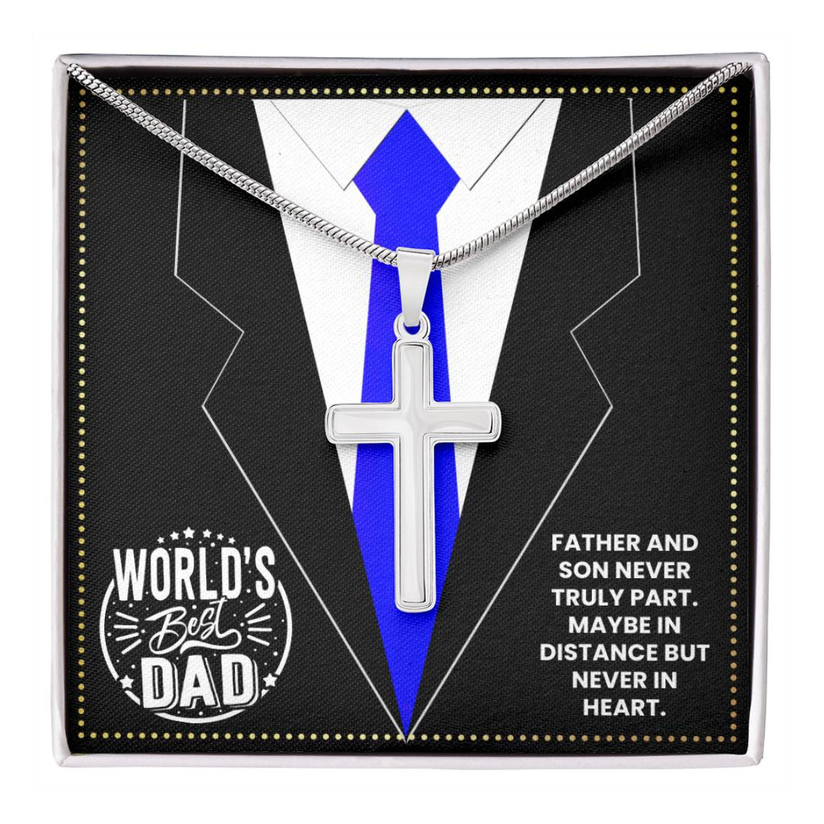 JGF Jewelry Gifts for Family I Love My Dad Gifts From Son Cross Necklace For Men Silver