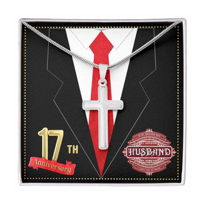 JGF Jewelry Gifts for Family 17th Wedding Anniversary For Him Husband Cross Necklace for Men