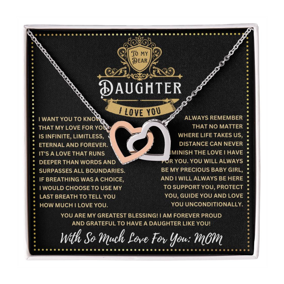 JGF Jewelry Gifts for Family Interlocking Heart Necklace Daughter Gifts From Mom Sterling Silver