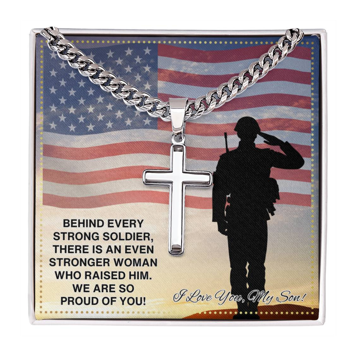 JGF Jewelry Gifts for Family Military Necklace For Men Cross Necklace For My Son