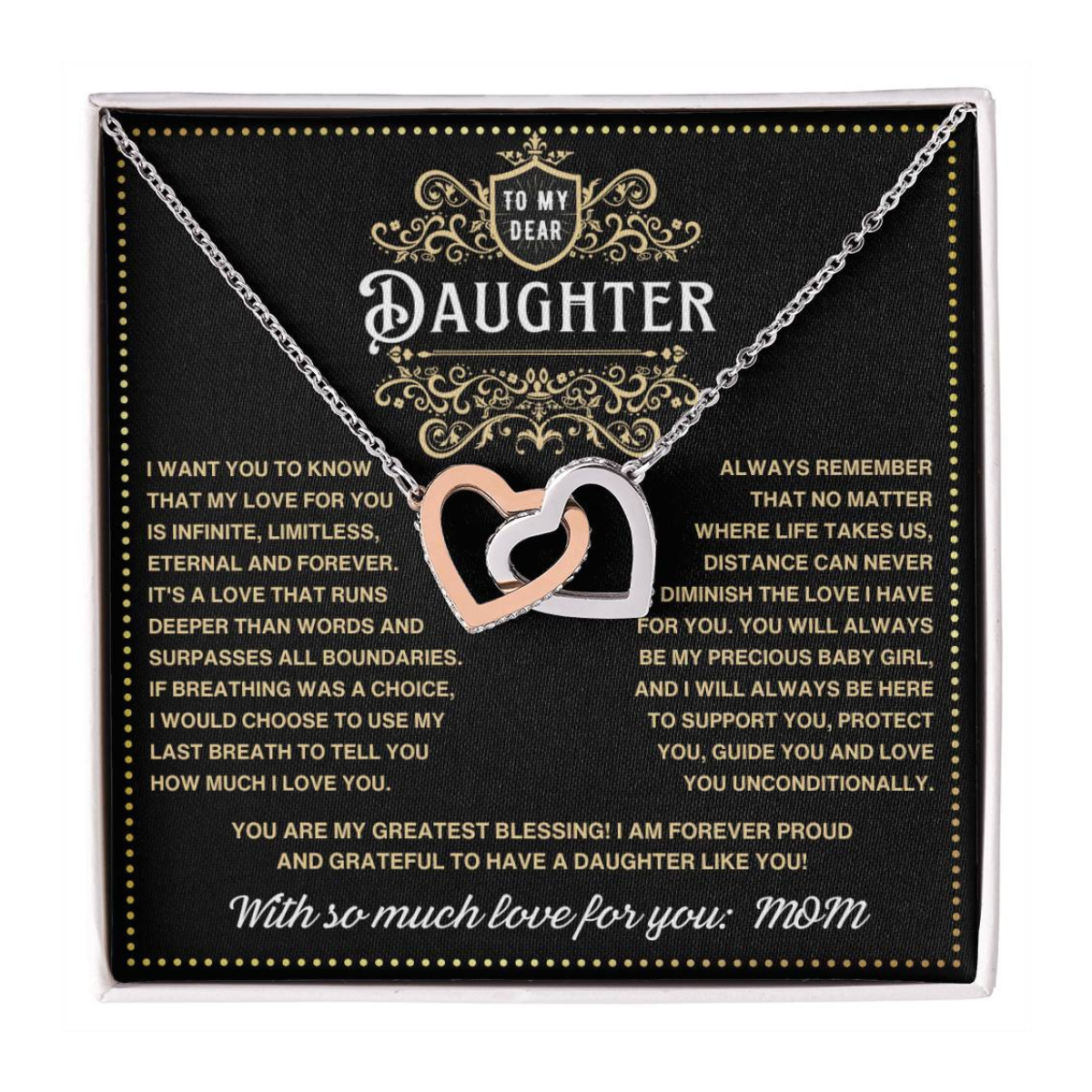 JGF Jewelry Gifts for Family To My Daughter Necklace From Mom Sterling Silver Double Necklace