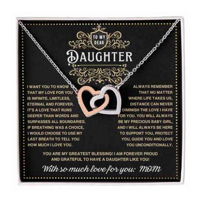 JGF Jewelry Gifts for Family To My Daughter Necklace From Mom Sterling Silver Double Necklace