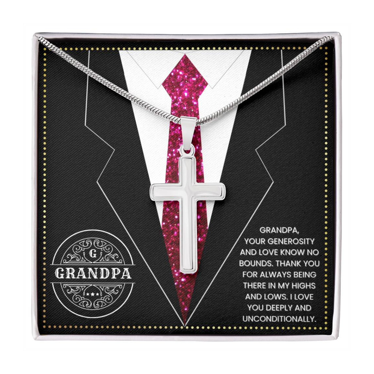 JGF Jewelry Gifts for Family Grandpa Christian Gifts Religious Cross Necklace For Men Silver