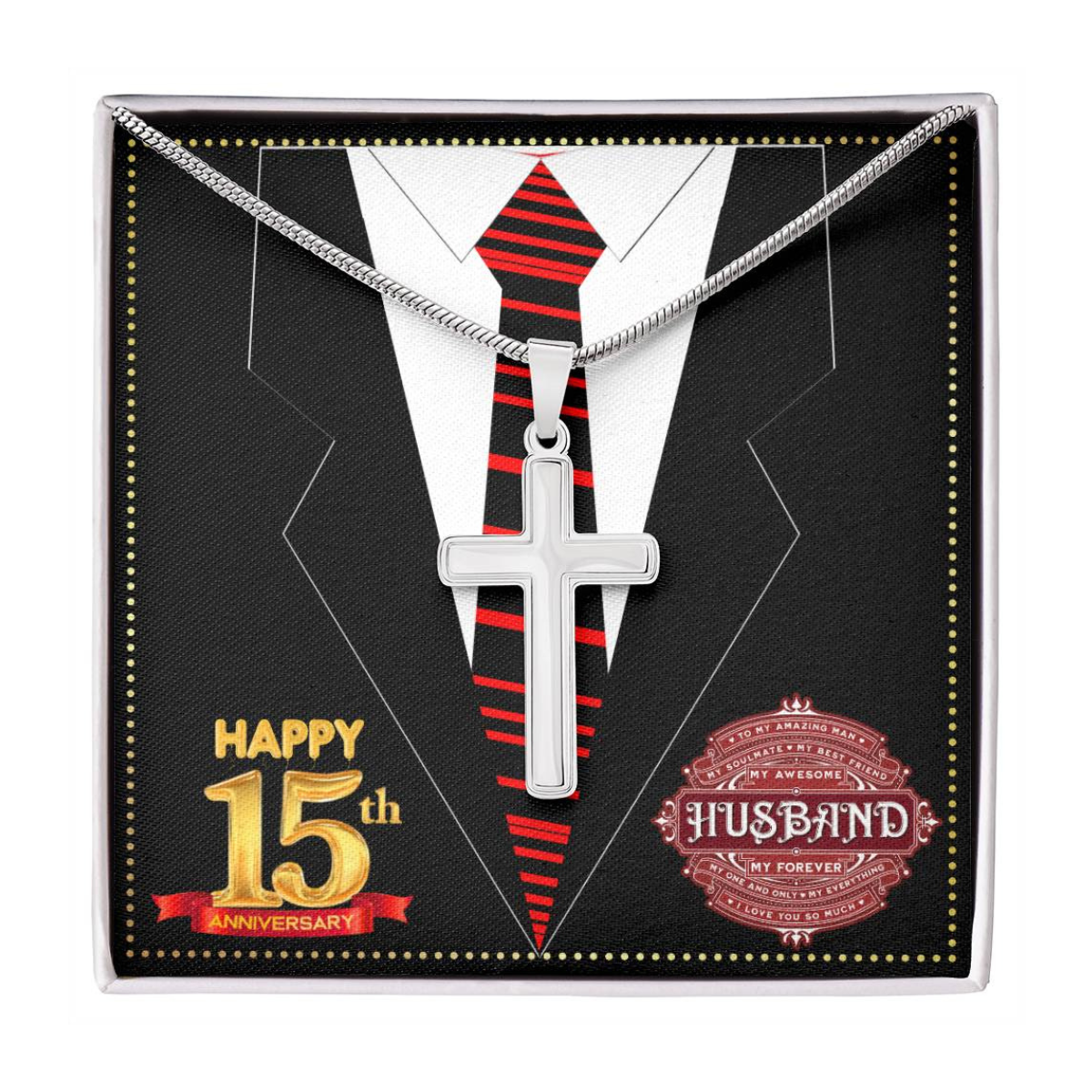 JGF Jewelry Gifts for Family 15th Anniversary Card For Men Him Husband