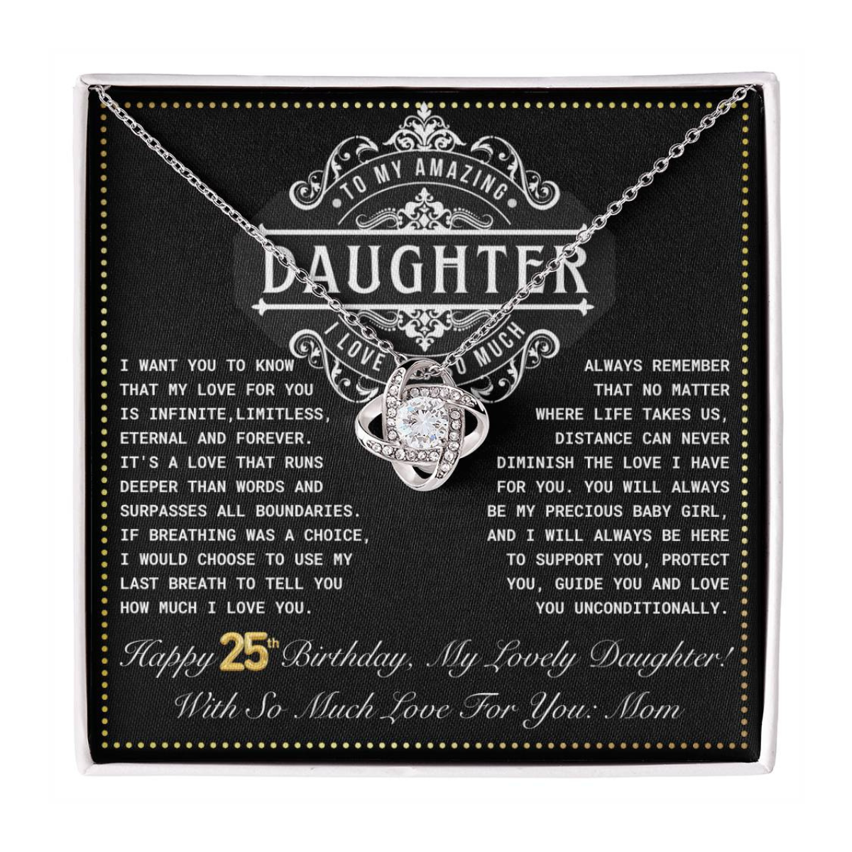 JGF Jewelry Gifts for Family Daughter 25th Birthday From Mom Love Knot Necklace