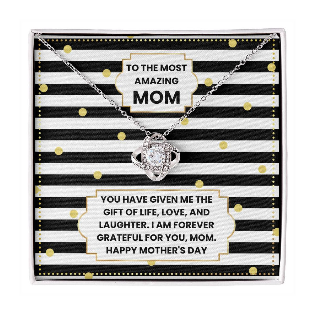 JGF Jewelry Gifts for Family Love Knot Necklace Mothers Day Gifts From Son And Daughter In Law